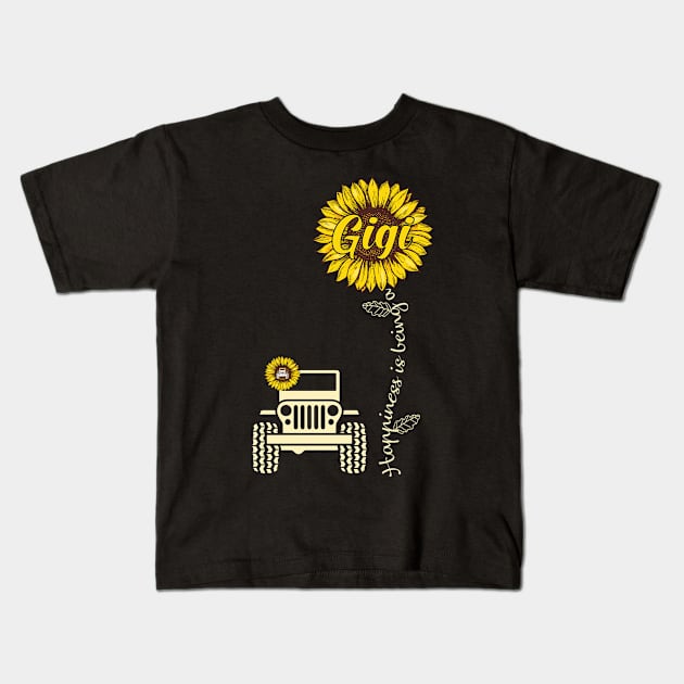 Jeep Sunflower Jeep Gigi Happiness is being a Gigi Jeep Women Kids T-Shirt by Jane Sky